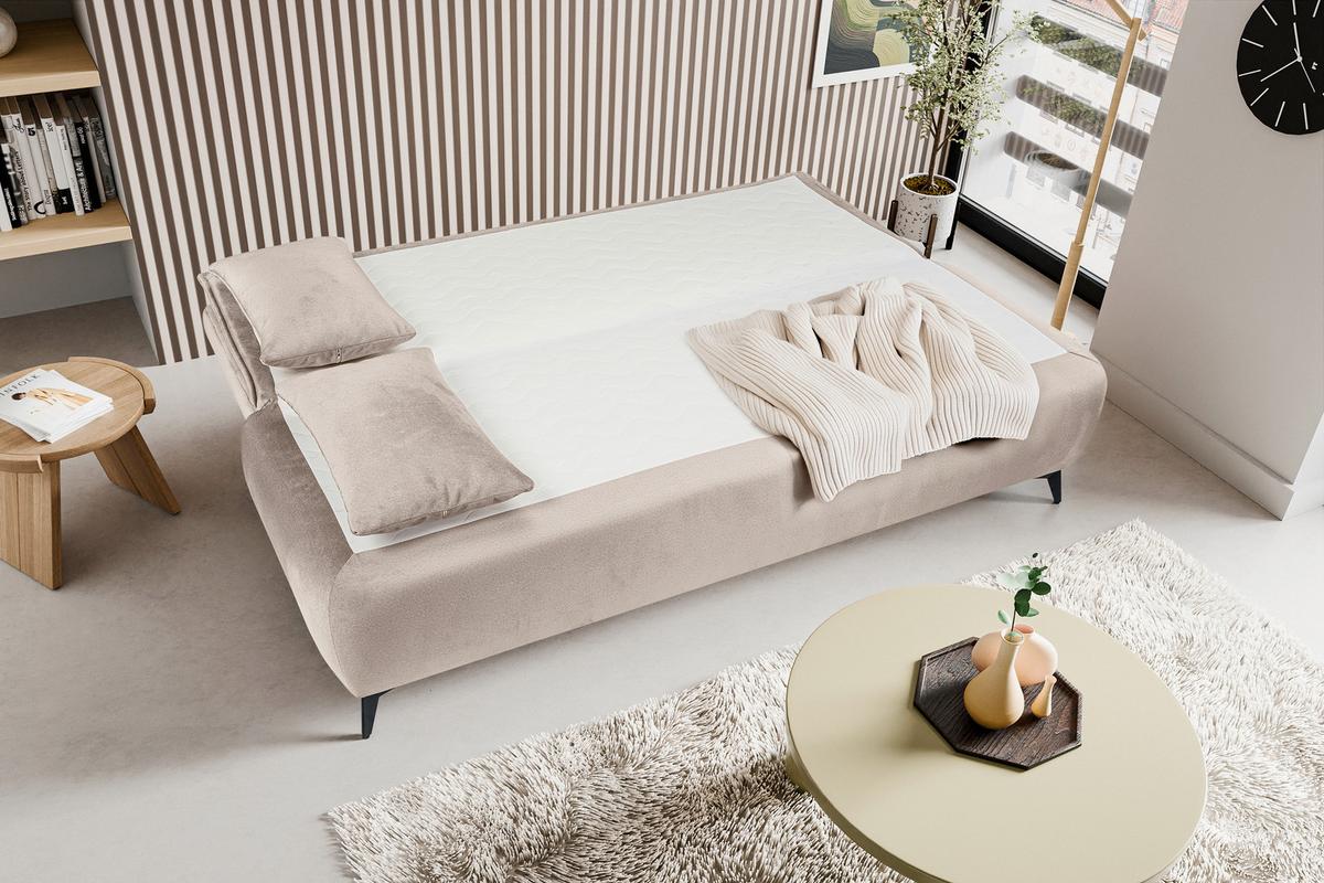 Schlafsofa Sendi Beige - Beige/Schwarz, Basics, Holz/Textil (210/103/90cm) - MID.YOU