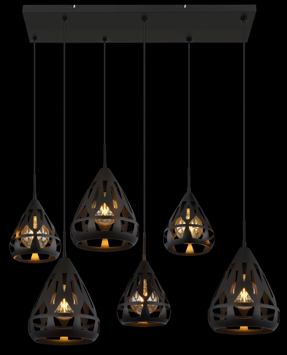 Hängeleuchte Hassan Schwarz max. 40 Watt - Schwarz, Basics, Kunststoff/Metall (90/43/120cm) - Globo