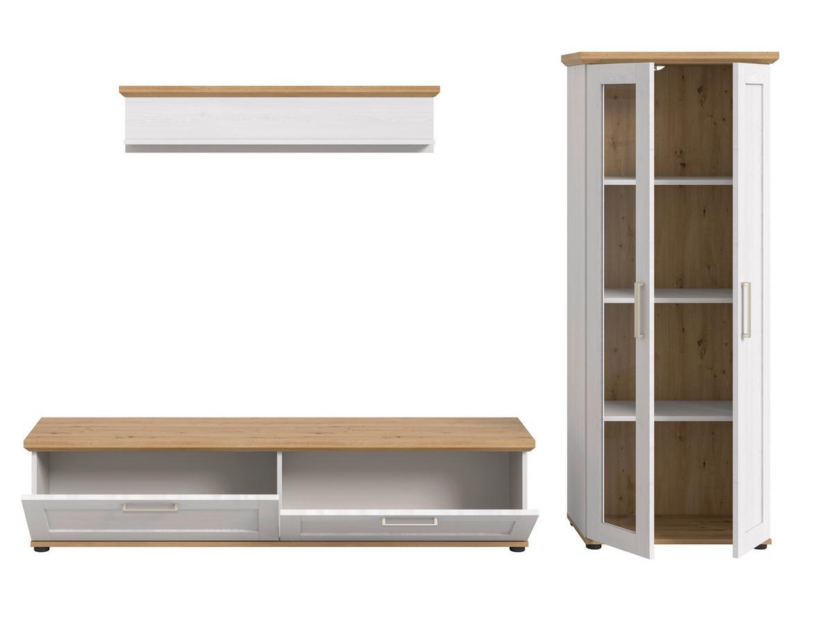 Dnevni Regal Verona, Bela, Barva Macesna, 3-Delni - srebrne barve/črna, Design, umetna masa/leseni material (240/161/40cm) - Livetastic