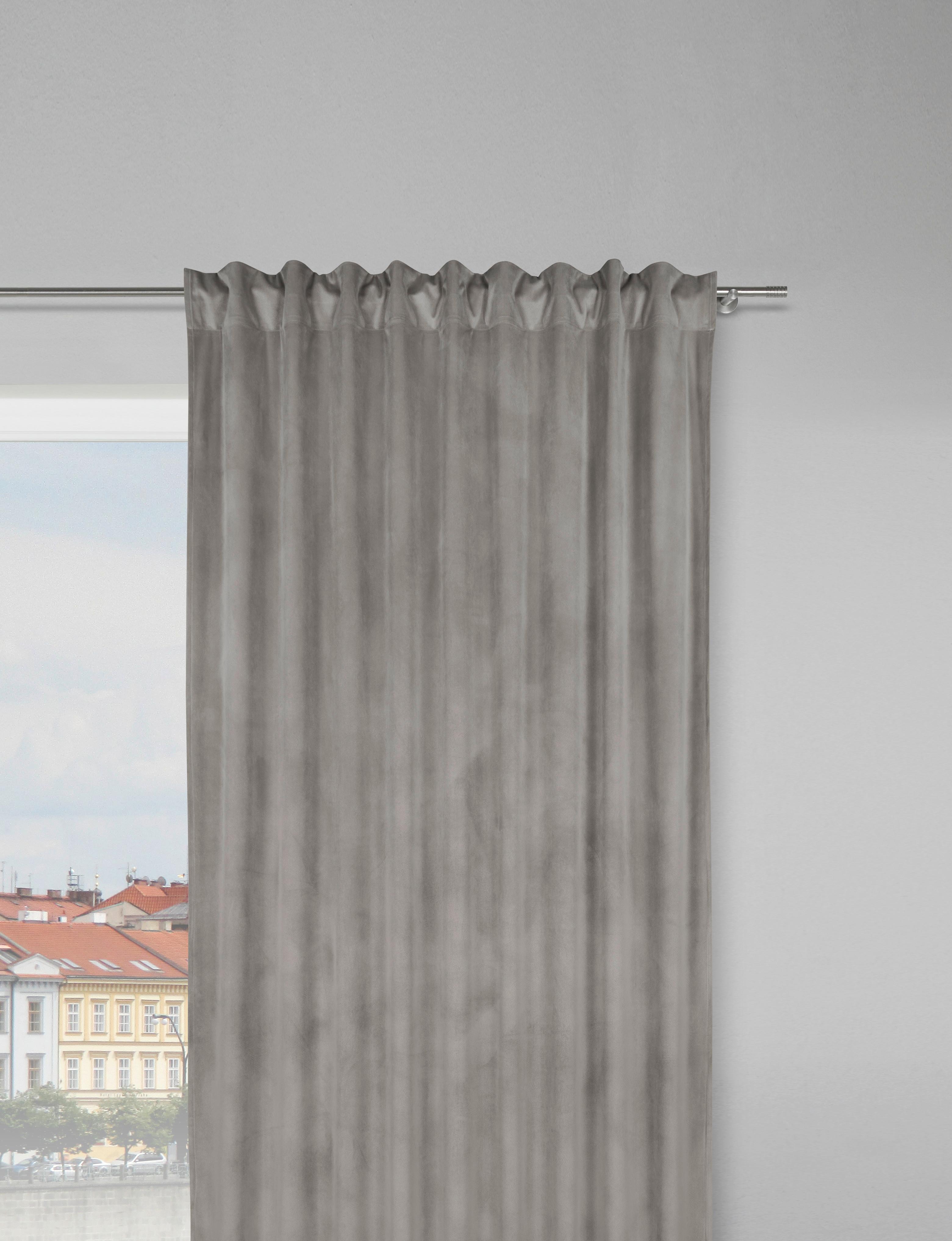 Končana Zavesa Bianca - svetlo siva, Konvencionalno, tekstil (140/245cm) - Modern Living