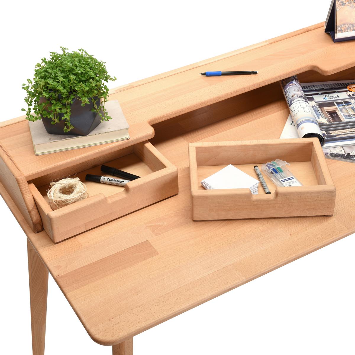 BIURKO STUDENT -LINEA NATURA- - kolor bukowy/buk twardzielowy, Design, drewno (120/65/84,50cm) - Linea Natura