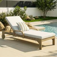 Gartenliege Elja Grau Holz/Textil - Grau/Akaziefarben, MODERN, Holz/Textil (200/90/75cm) - Bessagi Garden