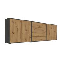 Sideboard Mailand Set 5 Anthrazit/Eiche - Anthrazit/Schwarz, MODERN, Holzwerkstoff/Kunststoff (237/73/33cm) - MID.YOU