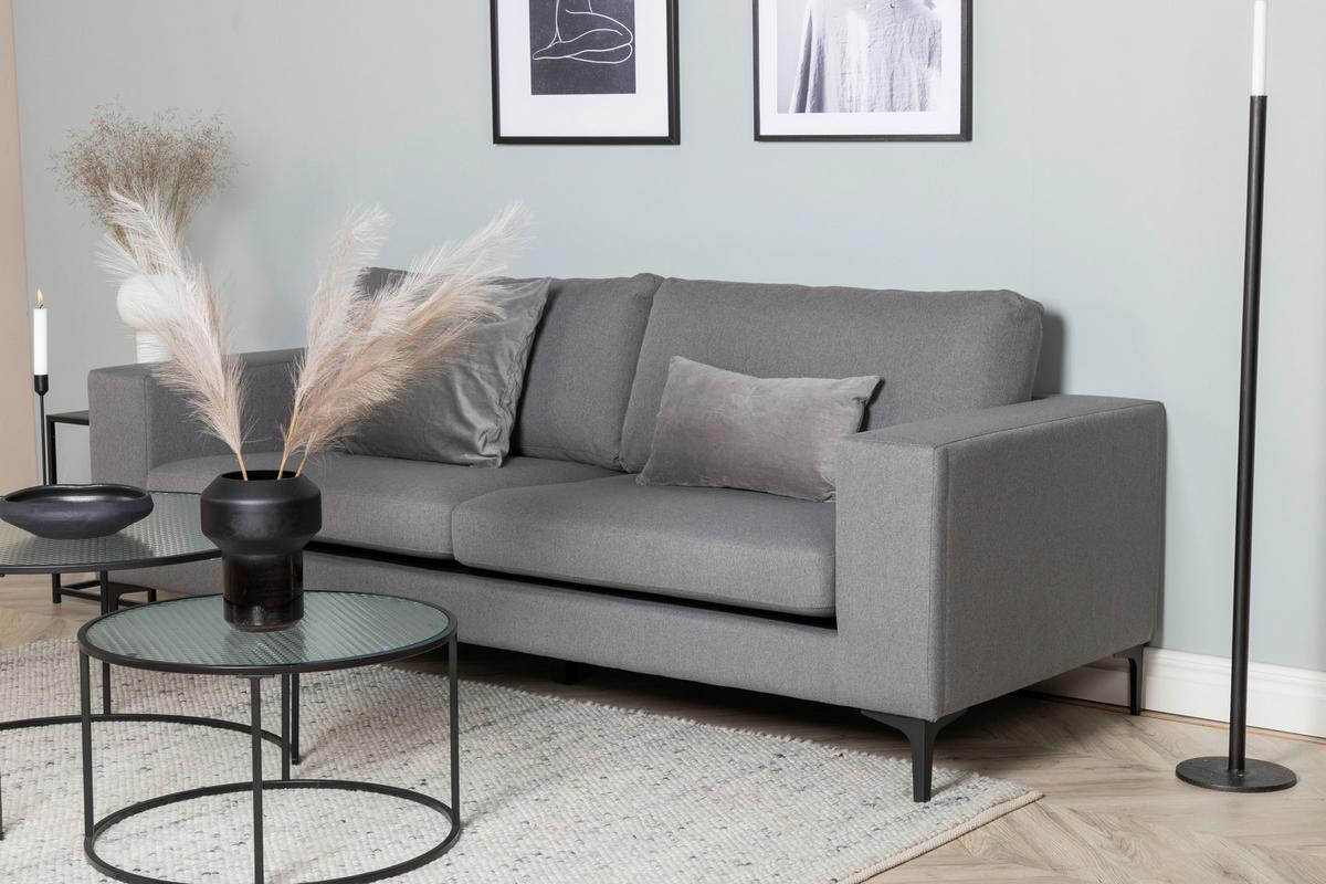 2-SITZER-SOFA BOLERO - Schwarz/Grau, Design, Kunststoff/Textil (215/84/88cm) - Livetastic