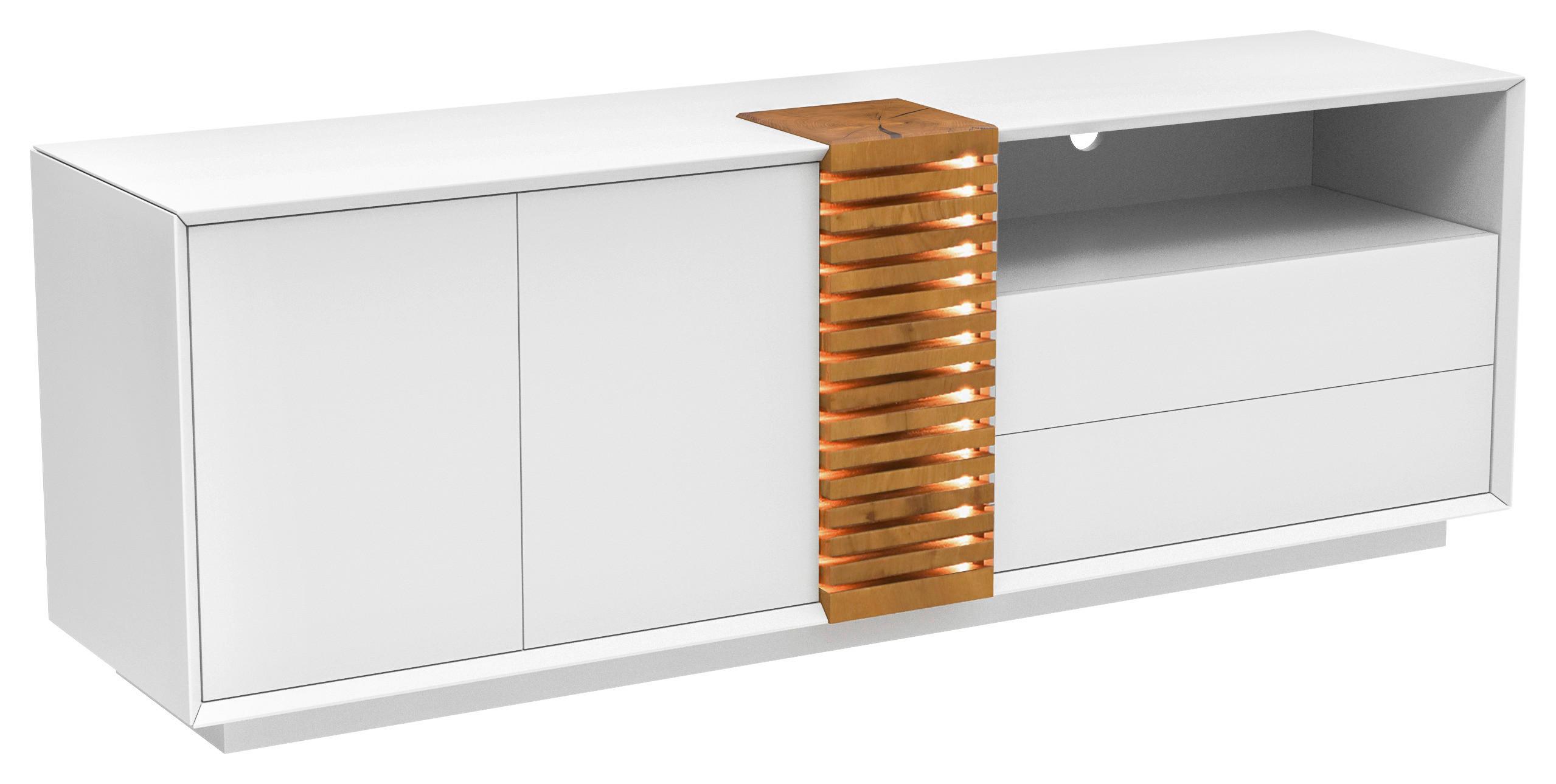 Tv Omarica Giovanni - barve hrasta/bela, Moderno, leseni material/les (170/56cm) - Premium Living