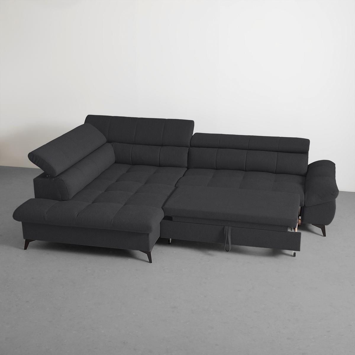 Wohnlandschaft Alberto Schwarz - Schwarz, MODERN, Textil/Metall (201/296cm) - Mömax
