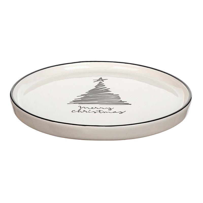 Dekoteller Tree Schwarz/Weiss - Weiss/Schwarz, Konventionell, Keramik (21,1/2cm) - Modern Living