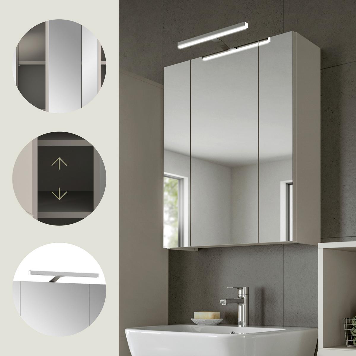Spiegelschrank Ice Kaschmir - Trend, Glas/Holzwerkstoff (60/70/18cm) - MID.YOU