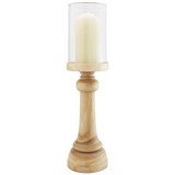 Kerzenhalter Rufus inkl. Glas H ca. 62,5 cm - Naturfarben, ROMANTIK / LANDHAUS, Glas/Holz (17/62,5cm) - Premium Living