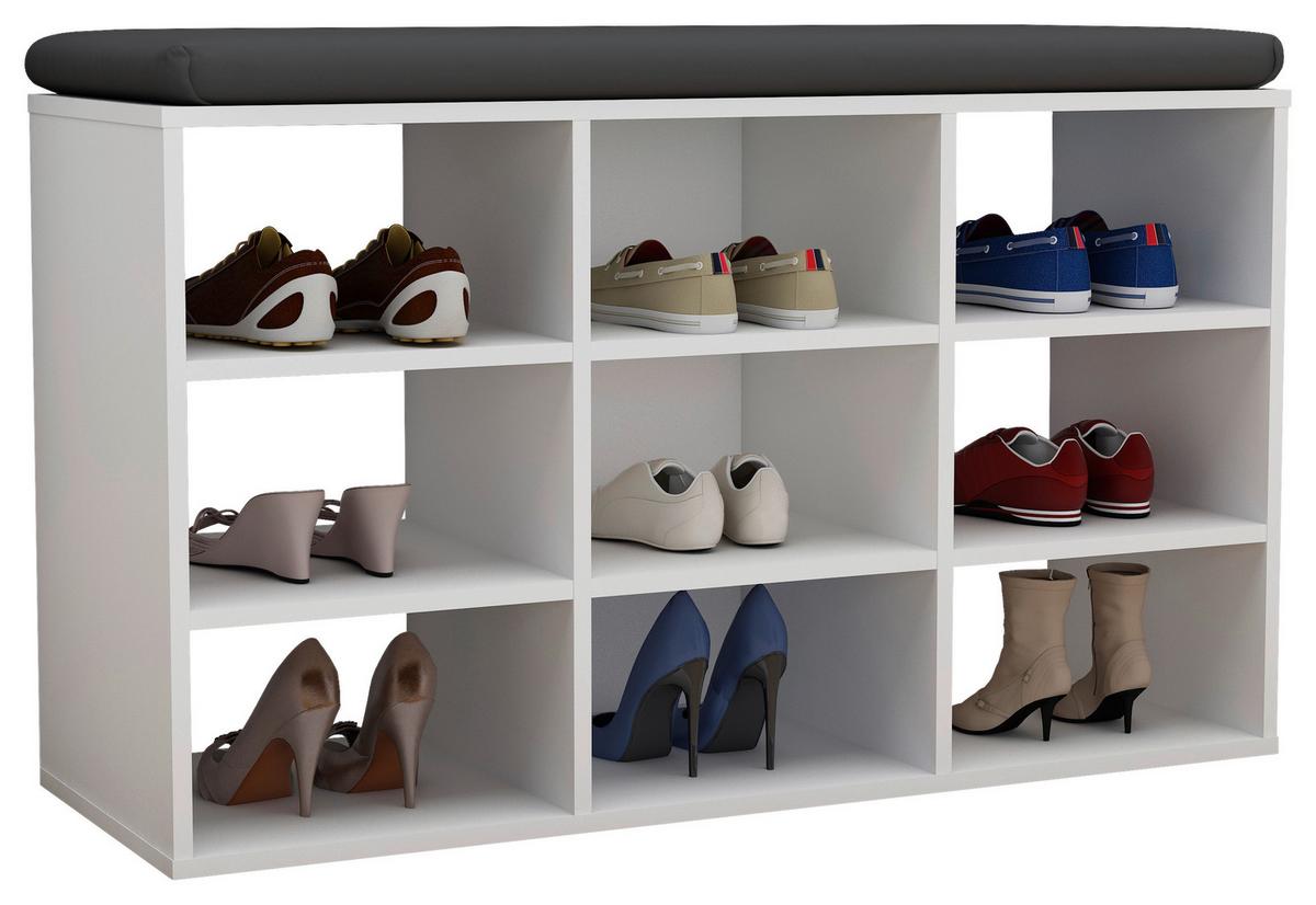 Schuhregal Hinsol - Weiss, Design, Holzwerkstoff (80/50/30cm) - MID.YOU