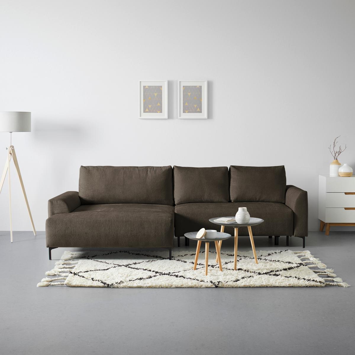 Ecksofa Integra Braun - Schwarz/Braun, Textil/Metall (170/81-93/294cm) - Mömax