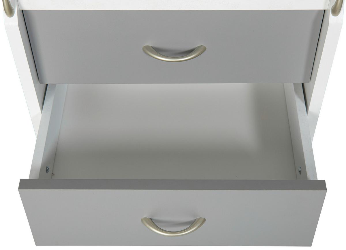 Rollcontainer Printi Grau/Weiß - Silberfarben/Weiß, KONVENTIONELL, Holzwerkstoff/Kunststoff (40/65/36cm) - MID.YOU