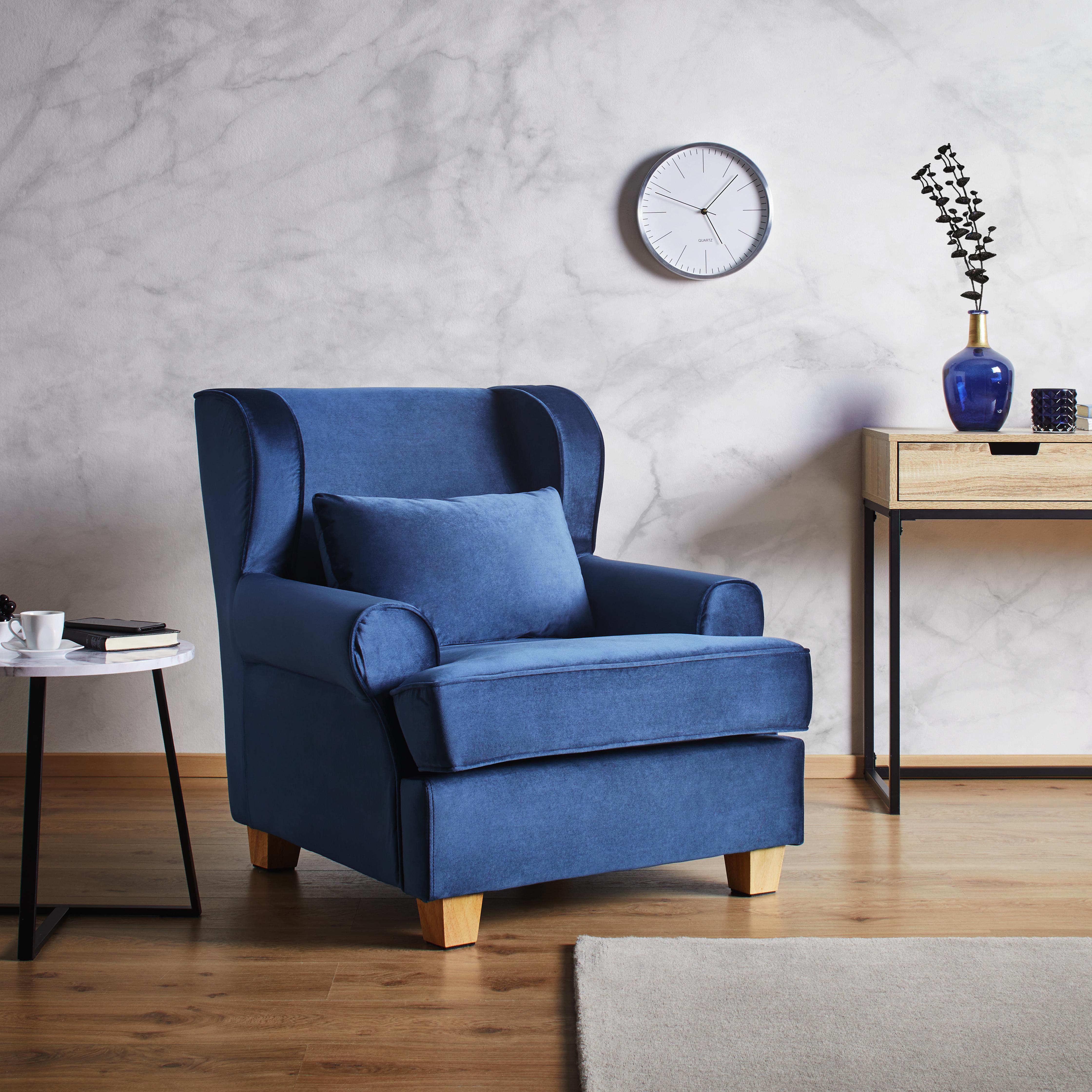 Sessel in Blau 'Matteo' - Blau, MODERN, Holz/Textil (86/86/90cm) - Bessagi Home