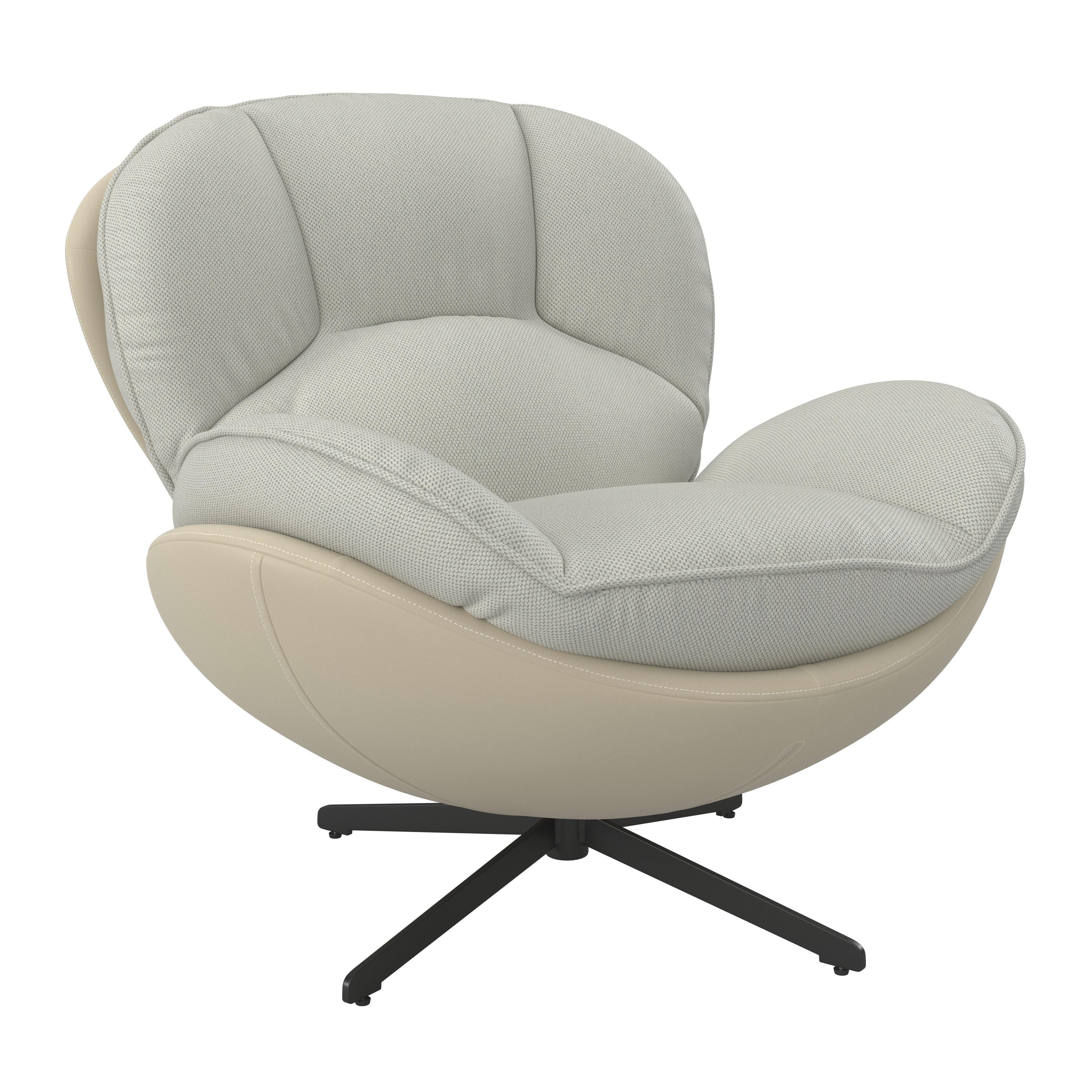 Relaxsessel Ina Webstoff/Lederlook Beige - Beige/Schwarz, MODERN, Textil/Metall (98/86/105cm) - Bessagi Home
