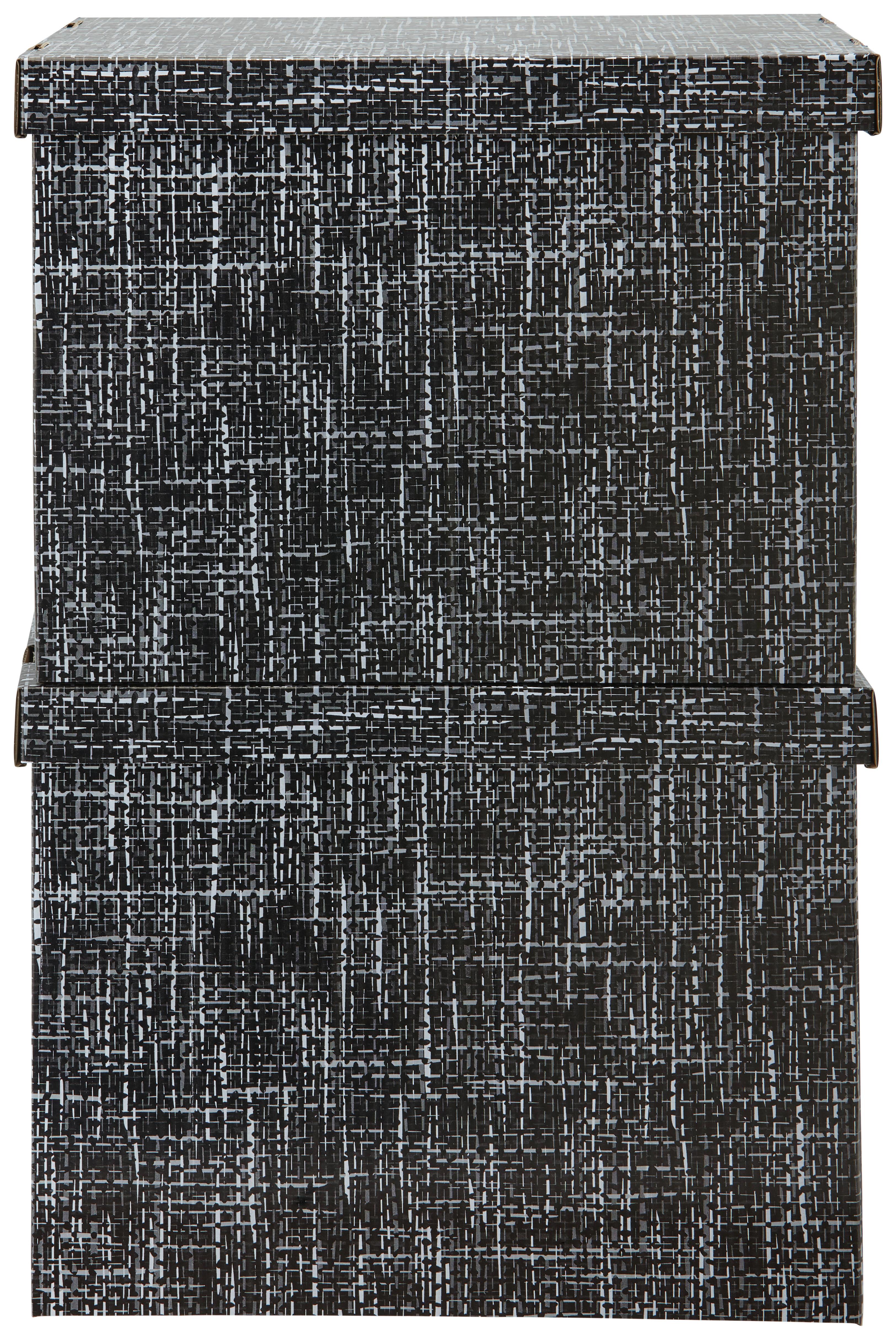 Box mit Deckel Jimmy in Schwarz/Weiß - Weiss/Schwarz, Karton (44,3/33,5/32,5cm) - Modern Living