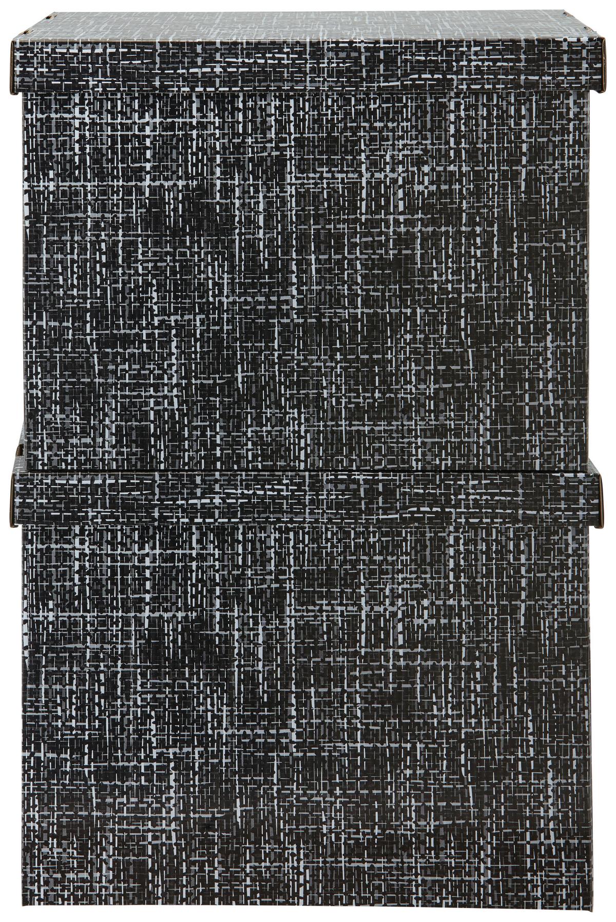 Box mit Deckel Jimmy in Schwarz/Weiß - Weiss/Schwarz, Karton (44,3/33,5/32,5cm) - Modern Living