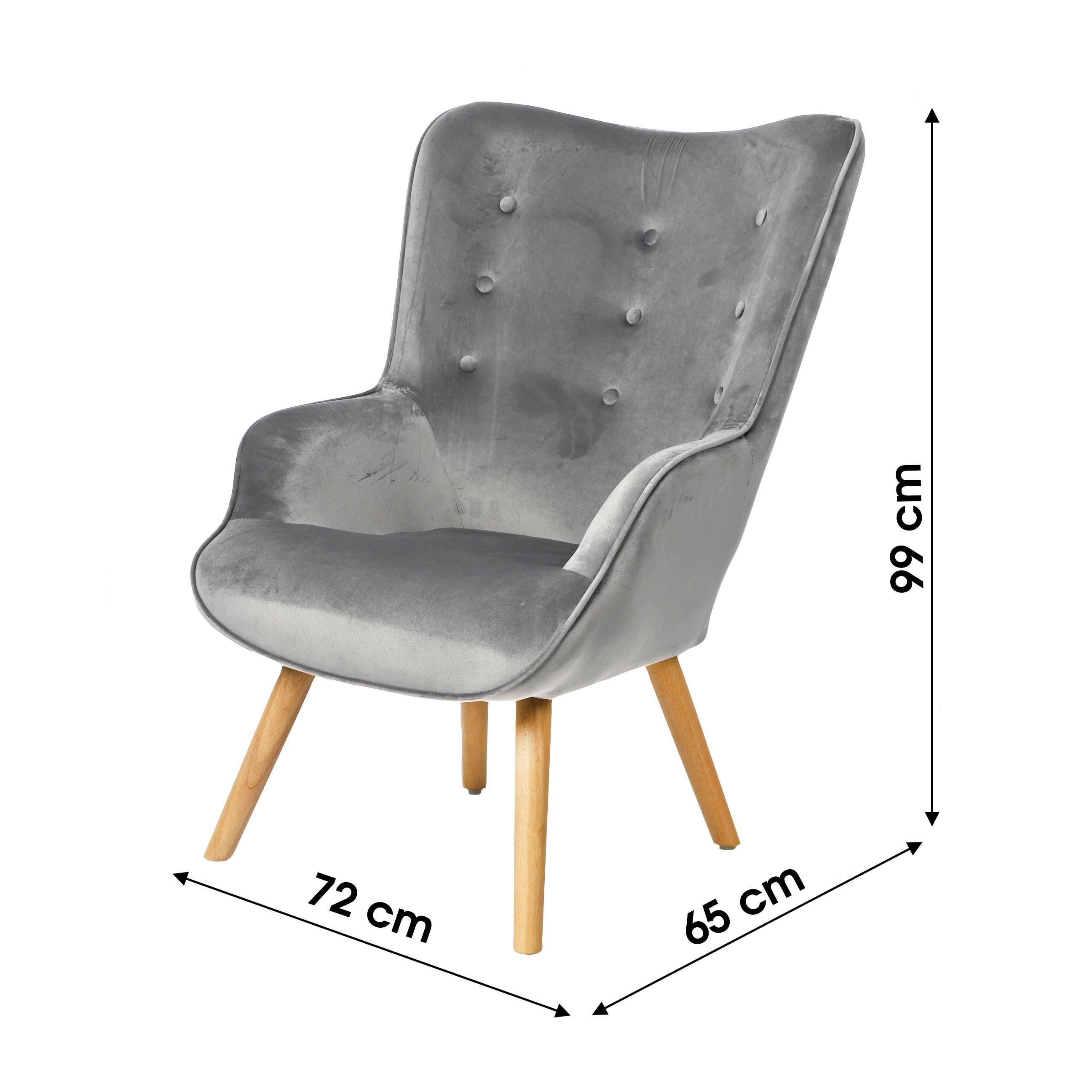 Fotel Malcolm - világosszürke, textil/fa (72/99/65cm)
