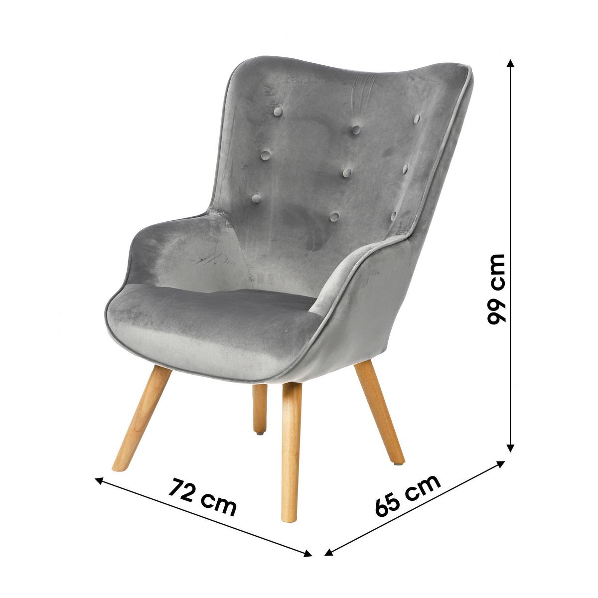 Fotel Malcolm - világosszürke, textil/fa (72/99/65cm)