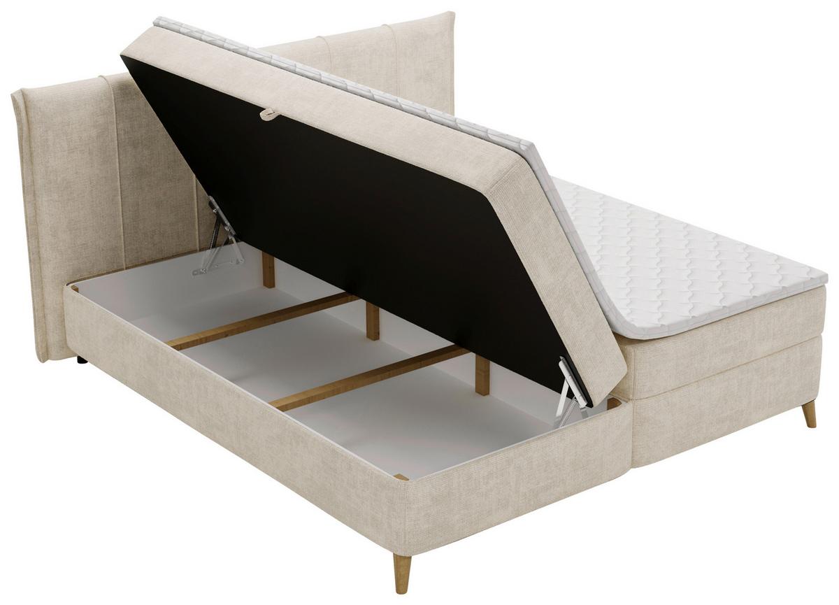 Boxbett Veloria Beige ca. 180x200cm - Beige/Schwarz, KONVENTIONELL, Textil/Metall (180/200cm) - Based