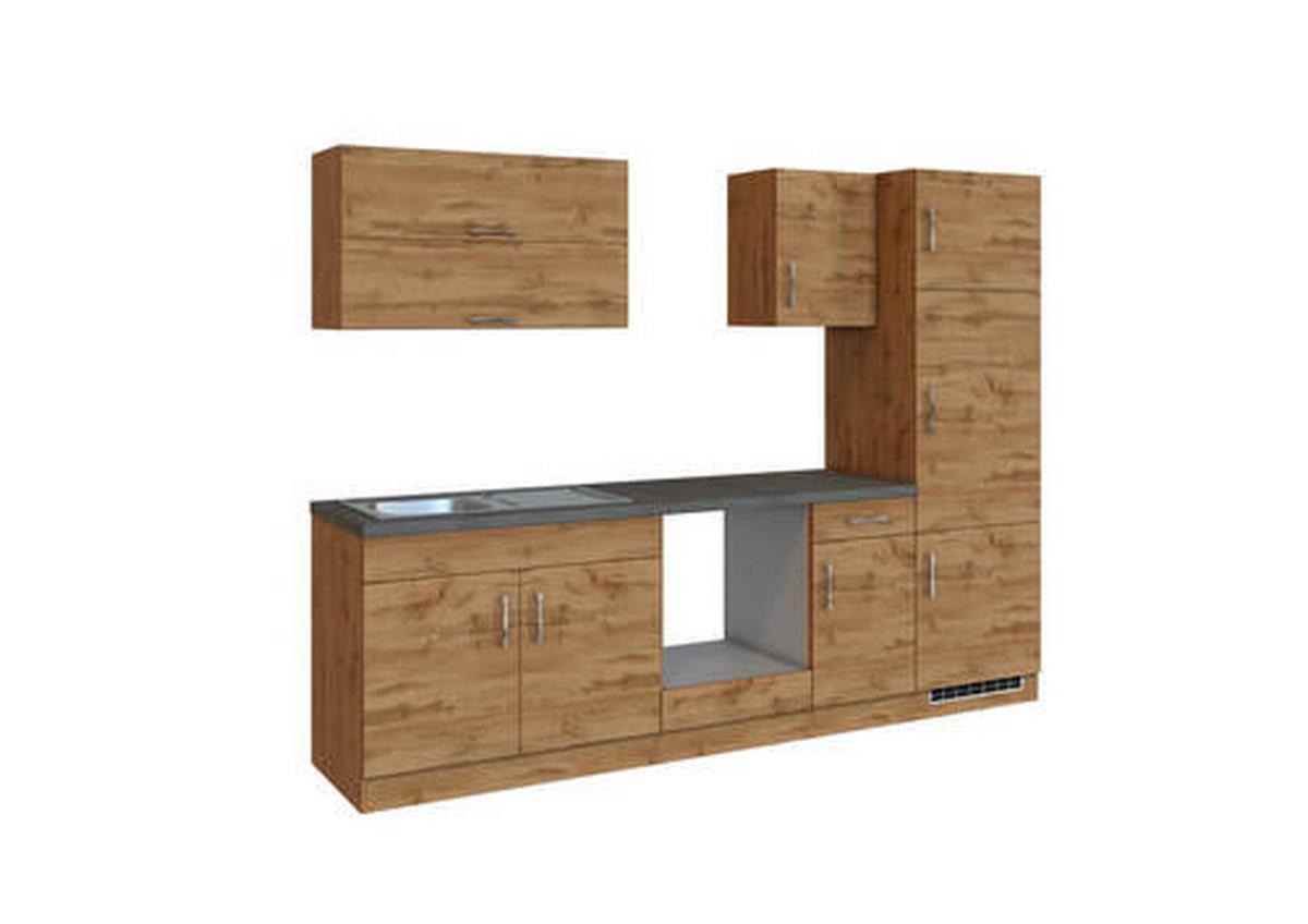 Küchenblock Sorrento ohne Geräte ca. 270 cm Eichefarben - Eichefarben/Anthrazit, MODERN, Holzwerkstoff (270/200/60cm) - Held