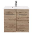 Waschtischkombi Eiche/Anthrazit - Chromfarben/Eichefarben, MODERN, Holzwerkstoff/Weitere Naturmaterialien (60/57/47cm)