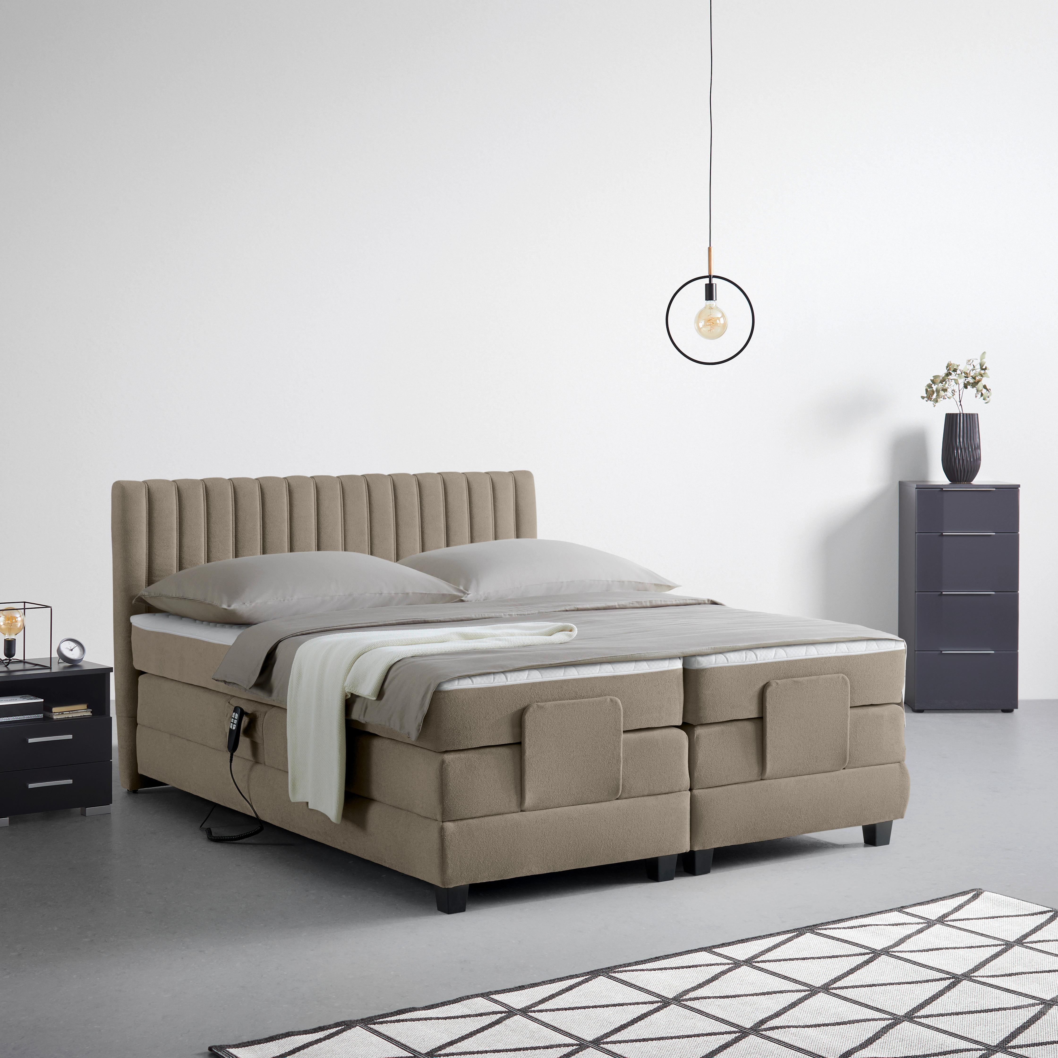 Boxspringbett Dixon Braun ca. 180x200cm - Schwarz/Braun, Konventionell, Holz/Holzwerkstoff (180/200cm) - Premium Living