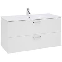 Bază cu lavoar Fresh - alb/alb lucios intens, Konventionell, ceramică/material pe bază de lemn (100/56/46,5cm) - Ondega