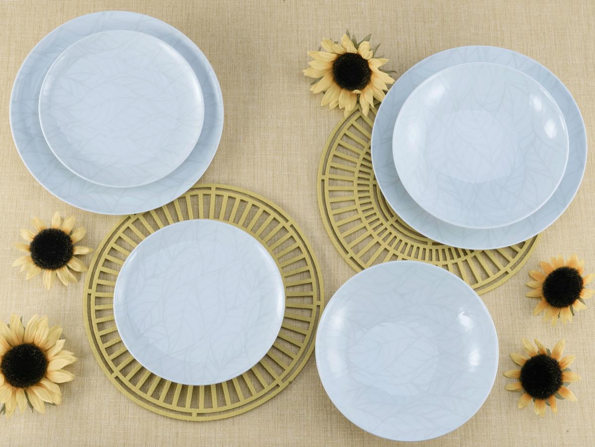 Jedilni Servis Home Blätter, 12-Delni - bela/večbarvno, Basics, keramika - Creatable