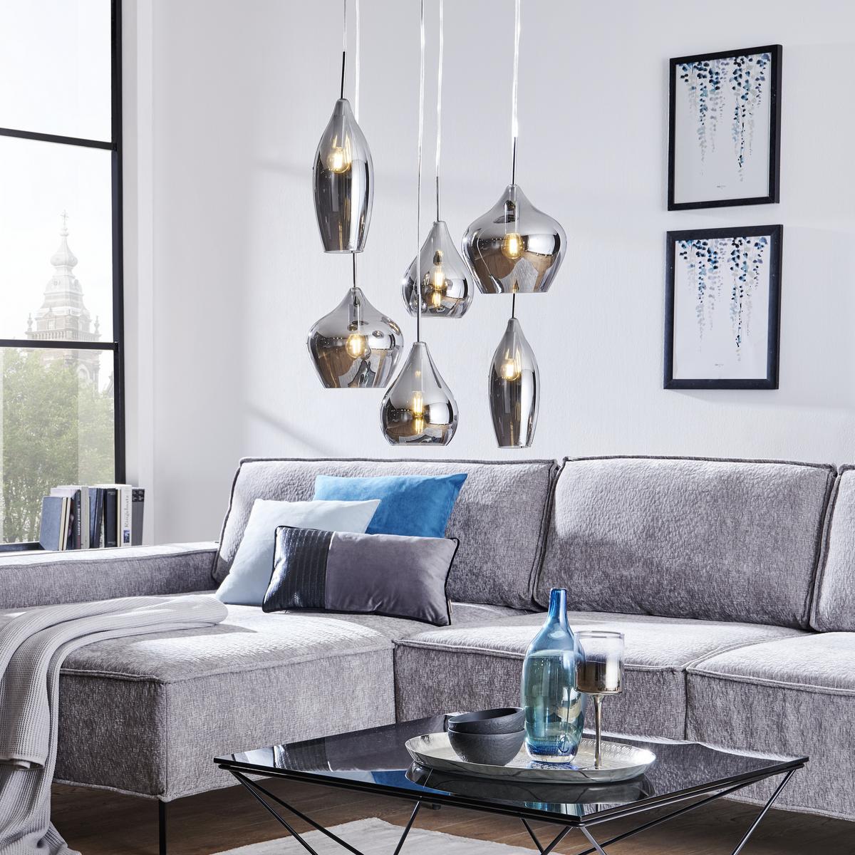 LAMPA WISZĄCA TRONDHEIM - szary, Trend, metal/szkło (60/30-135cm) - Dieter Knoll