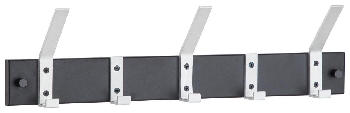 Vješalica Pat 5 - crna/boje aluminija, Moderno, metal (50/14/8cm) - Modern Living