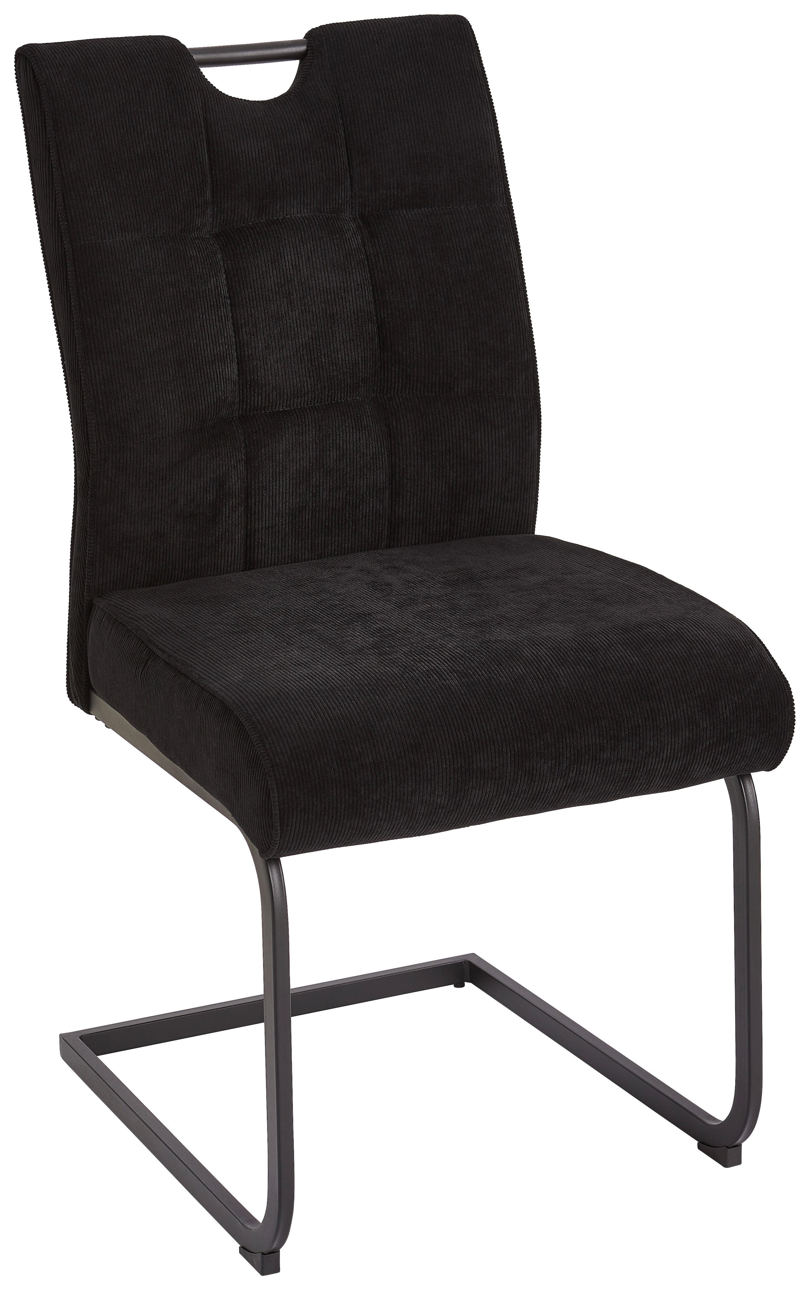 KRZESŁO NA PŁOZIE EMILY - czarny, Modern, metal/tkanina (49/98/61cm) - Livetastic