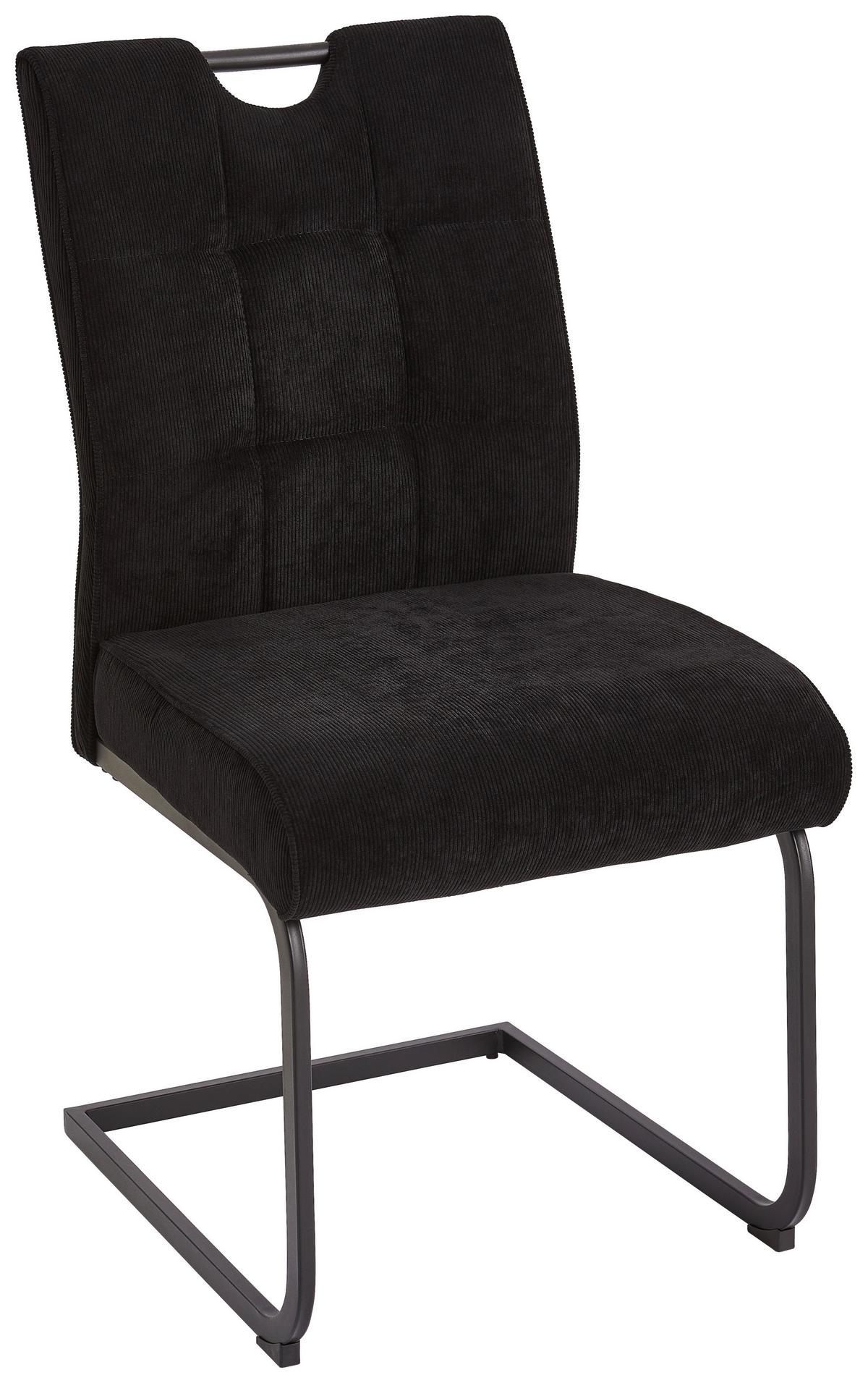 KRZESŁO NA PŁOZIE EMILY - czarny, Modern, metal/tkanina (49/98/61cm) - Livetastic