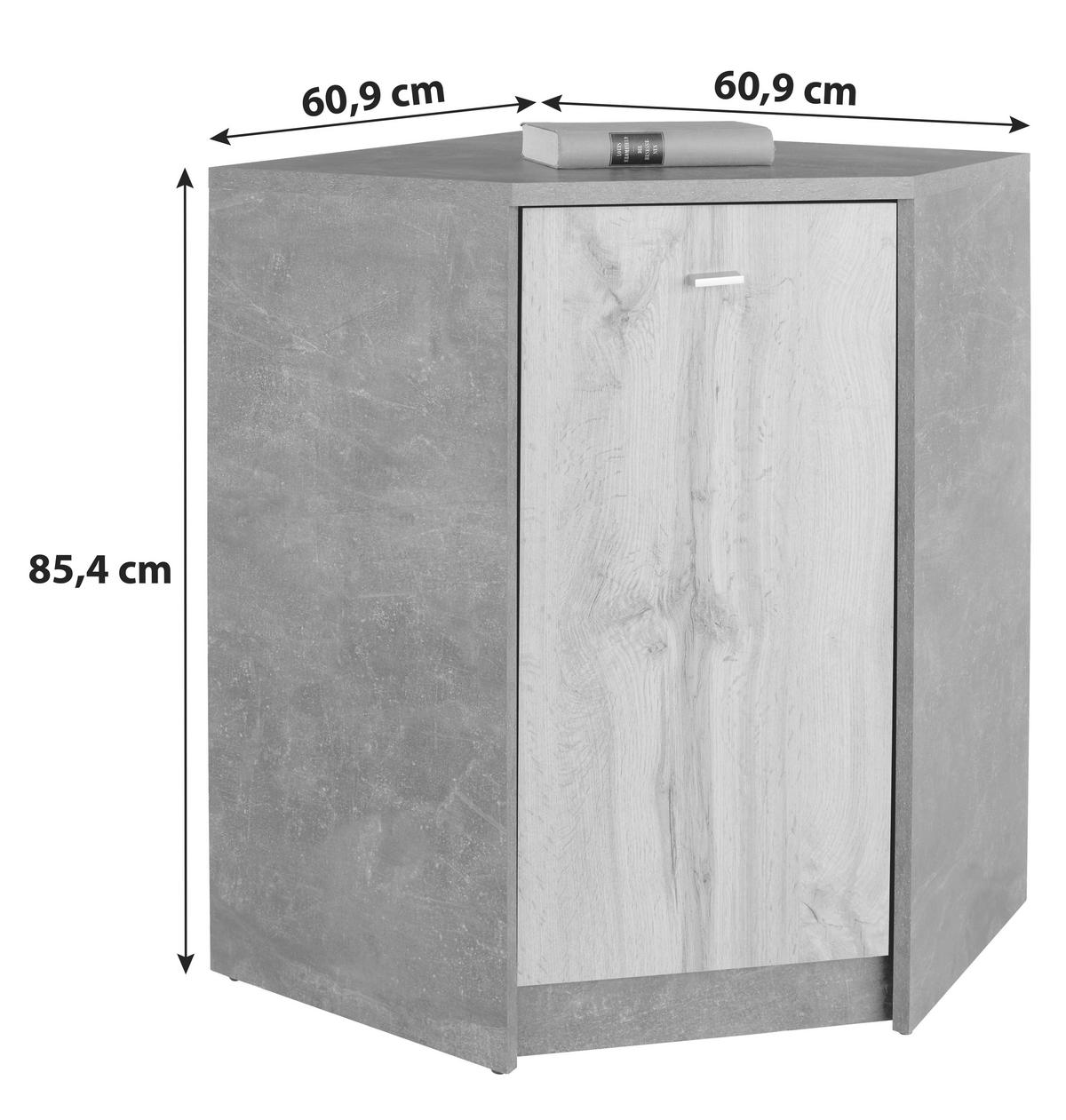 Komoda 4-You Yuk10 - siva/barve hrasta, Moderno, leseni material (60,9/85,4/60,9cm) - Mömax