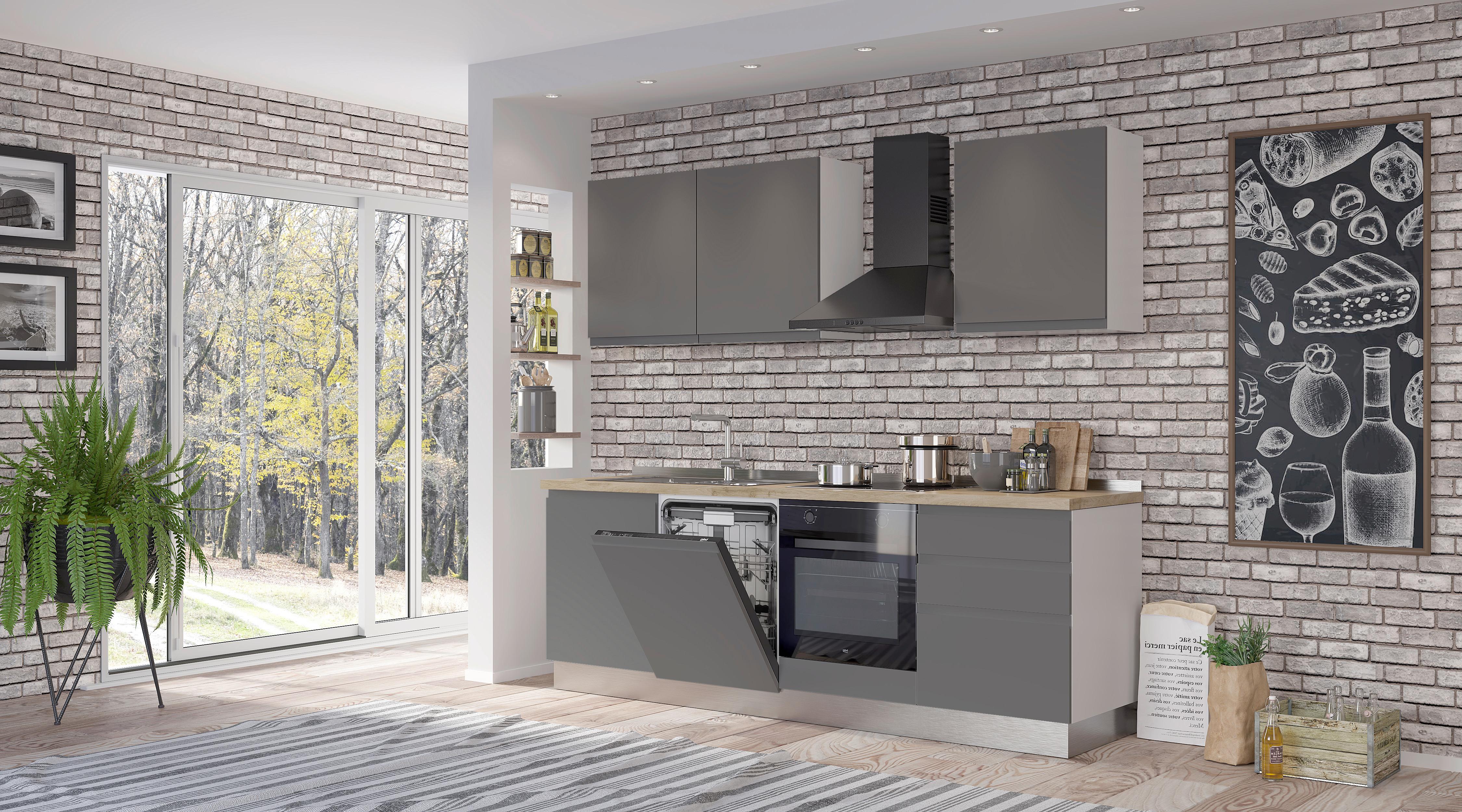 Blok Kuhinja S Aparatima Gilda Gola - sivo-smeđa/bijela, Moderno, drvni materijal/drvo (240/216/60cm) - Modern Living