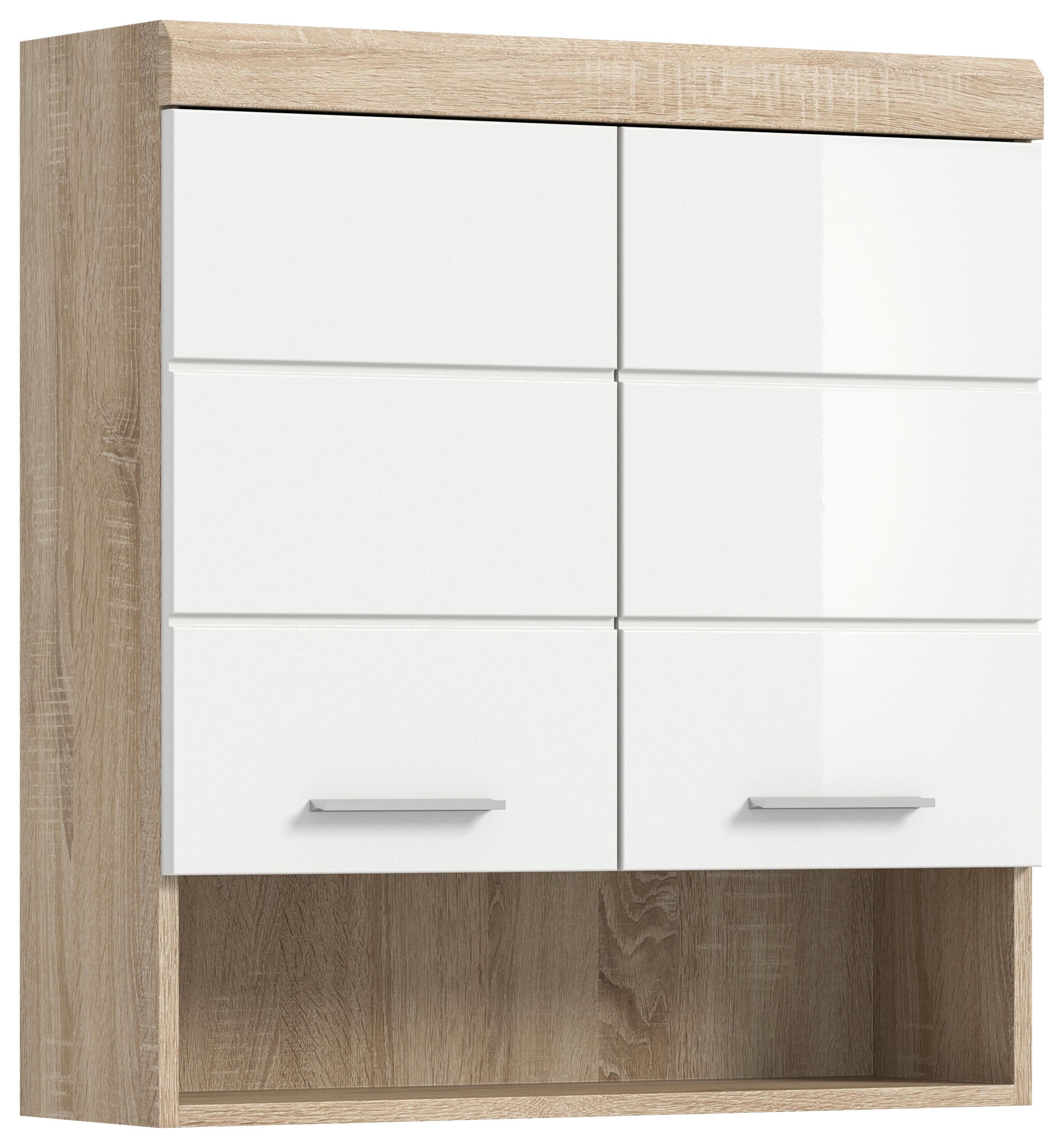 Hängeschrank Lambada ca. 74x79 cm Sonoma Eiche/Weiß - Weiß Hochglanz/Eichefarben, MODERN, Holzwerkstoff/Kunststoff (74/79/24cm) - MID.YOU