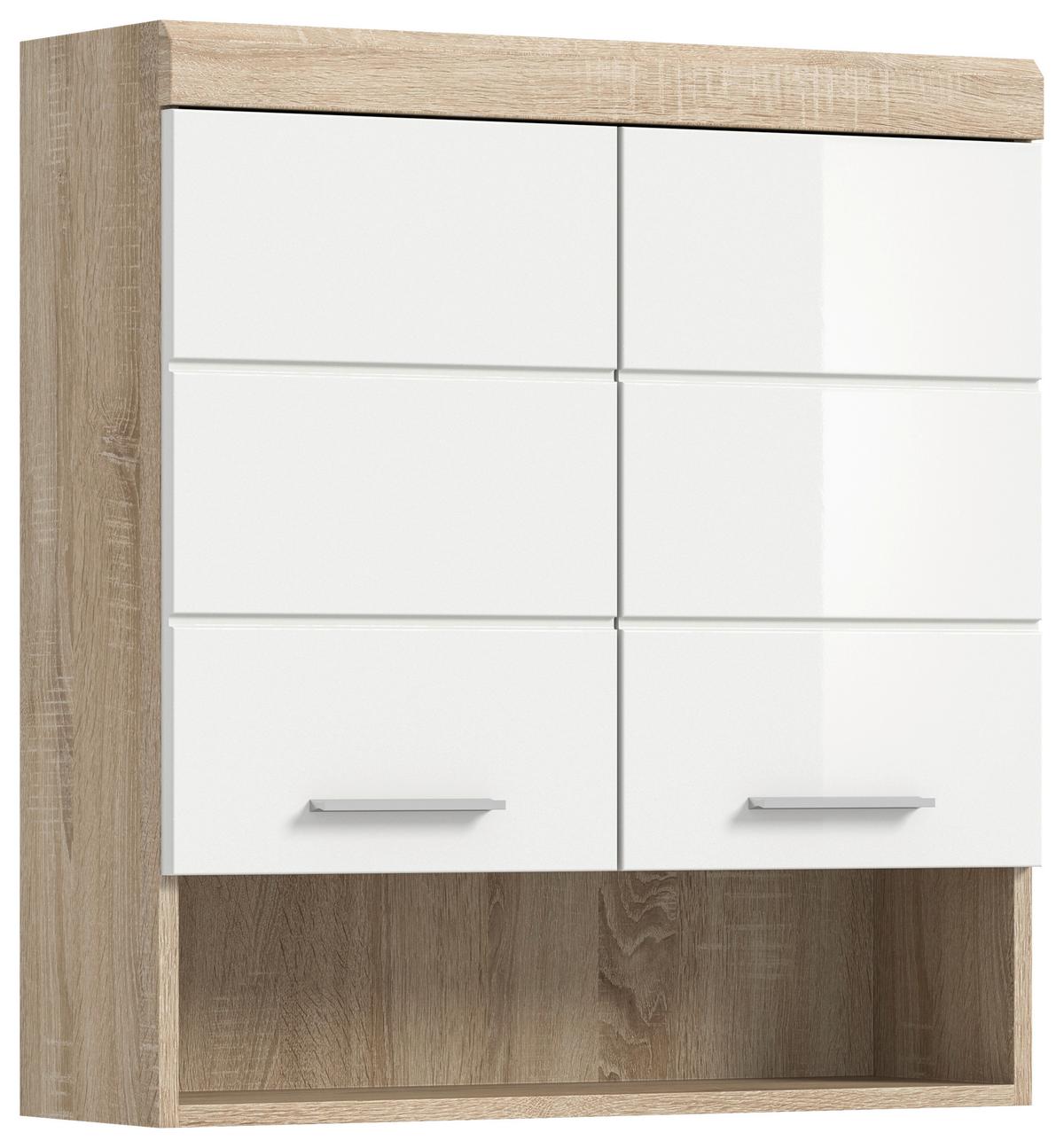 HÄNGESCHRANK LAMBADA - Weiss Hochglanz/Eichefarben, Modern, Holzwerkstoff/Kunststoff (74/79/24cm) - MID.YOU