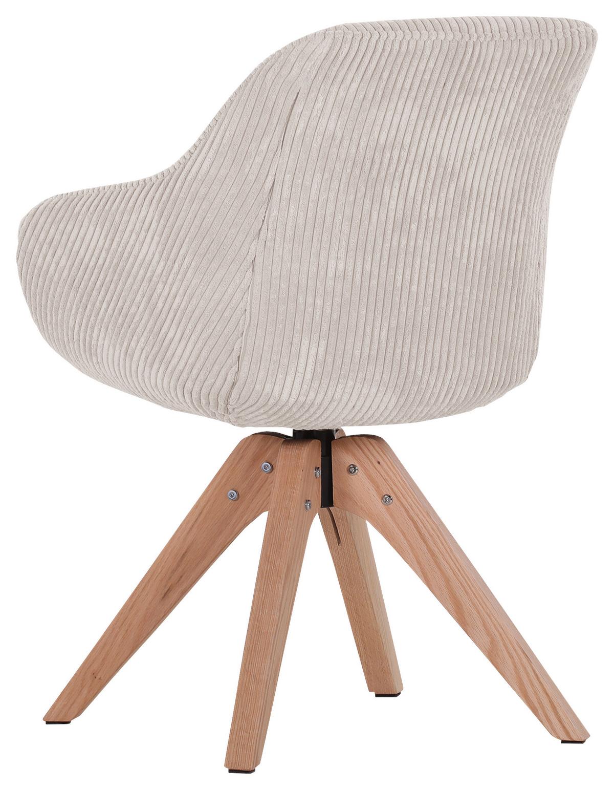 KRZESŁO Z PODŁOKIETNIKAMI CHILL   -AMBIA HOME- - beżowy/kolor dębowy, Lifestyle, tkanina/drewno (60/83/65cm) - Ambia Home