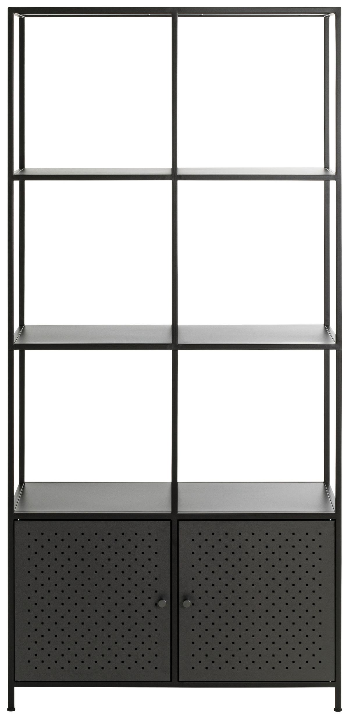 REGAŁ HOUSTON - czarny, Design, metal (80/176/37cm)