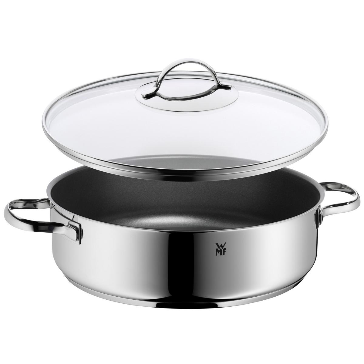 PATELNIA DO DUSZENIA 0761406380 WMF - kolor srebrny/kolor stalowy, Basics, metal/szkło (28cm) - WMF