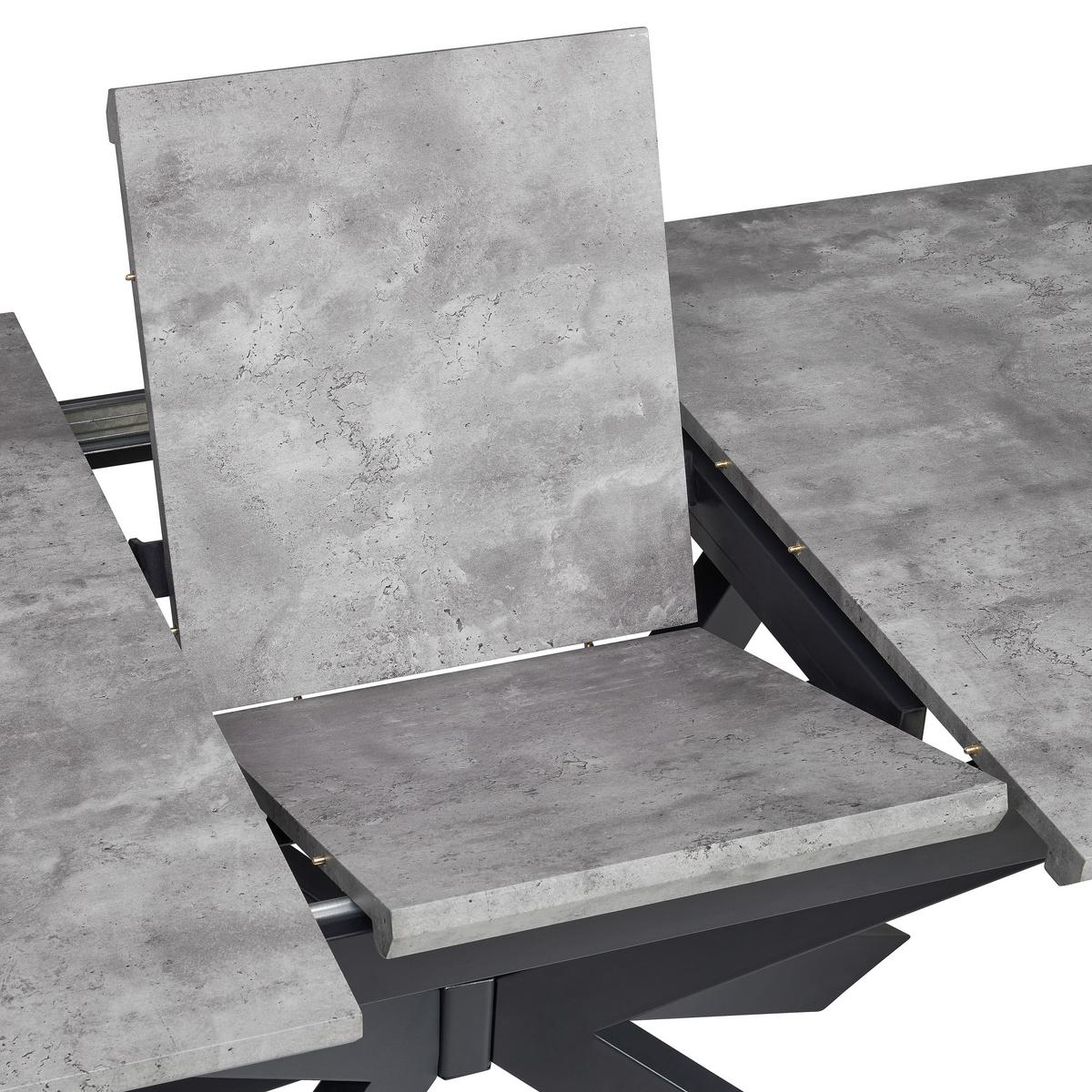 Jedilna Miza Leif, Videz Betona, 160-200x90 Cm - siva/črna, Konvencionalno, kovina/leseni material (160-200/90/76cm) - MID.YOU