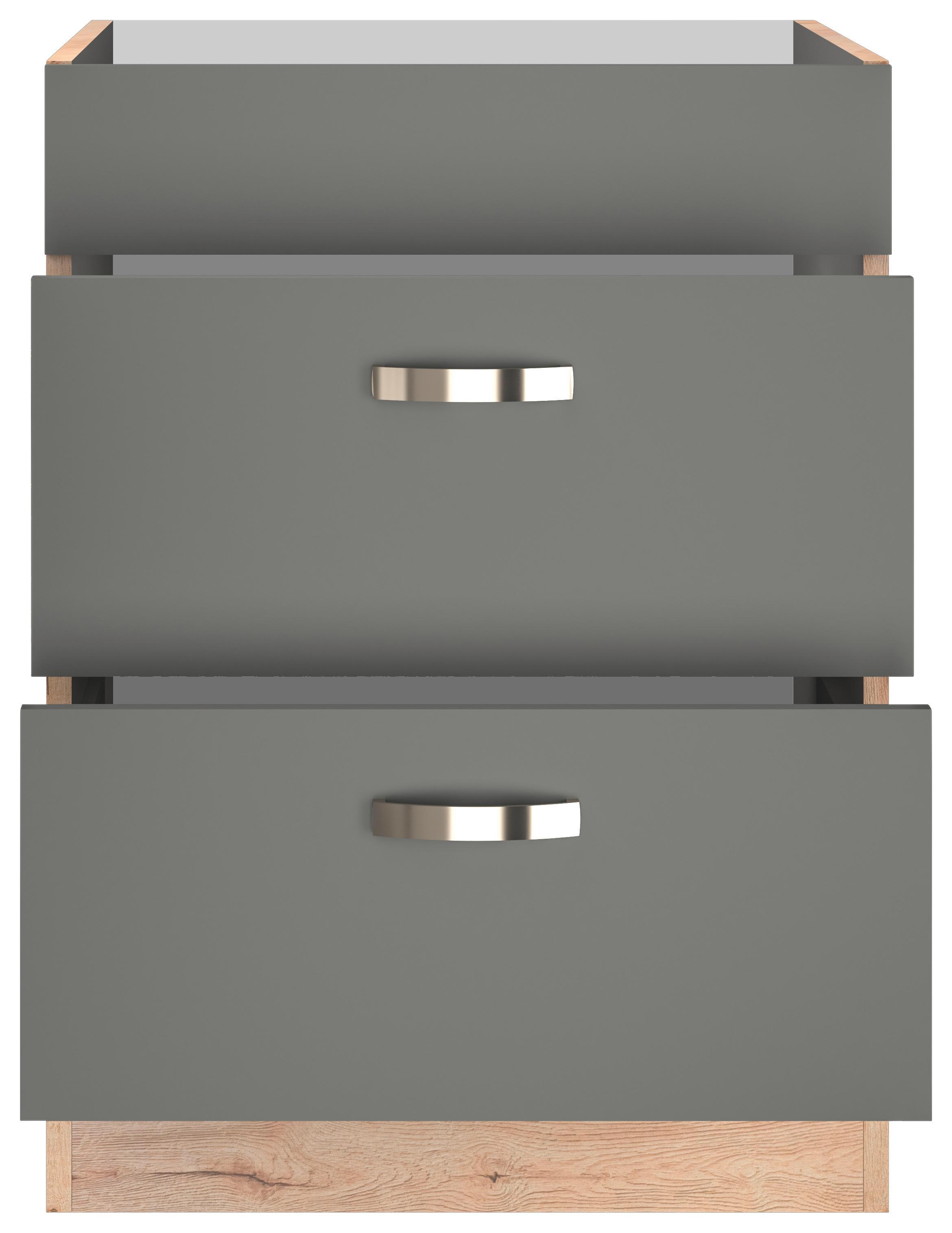 Schubkastenunterschrank Shadow ca. 60x82x57 cm Grau/Eiche - Edelstahlfarben/Dunkelgrau, MODERN, Holzwerkstoff/Metall (60/82/57cm) - FlexWell
