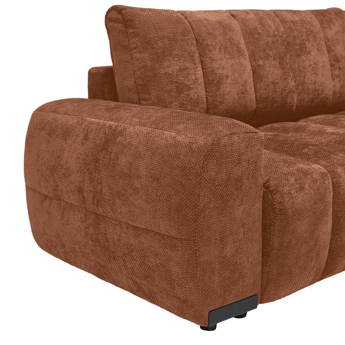 Wohnlandschaft Bolonia Terracotta - Schwarz Hochglanz/Terracotta, MODERN, Textil/Metall (273/93/166cm) - Mömax