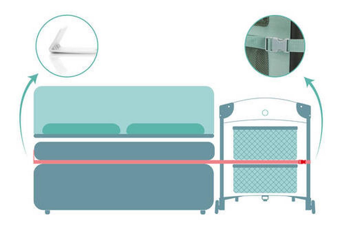 ŁÓŻKO TURYSTYCZNE 4032-14 ZÜRICH - czarny/miętowy, Basics, metal/tkanina (60/120cm) - Fillikid