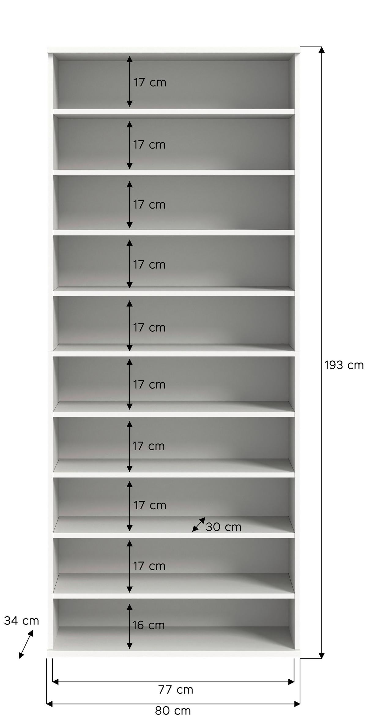 SCHUHREGAL PROJEKT X - Weiss Hochglanz/Weiss, Design, Holzwerkstoff/Kunststoff (80/193/34cm) - Livetastic