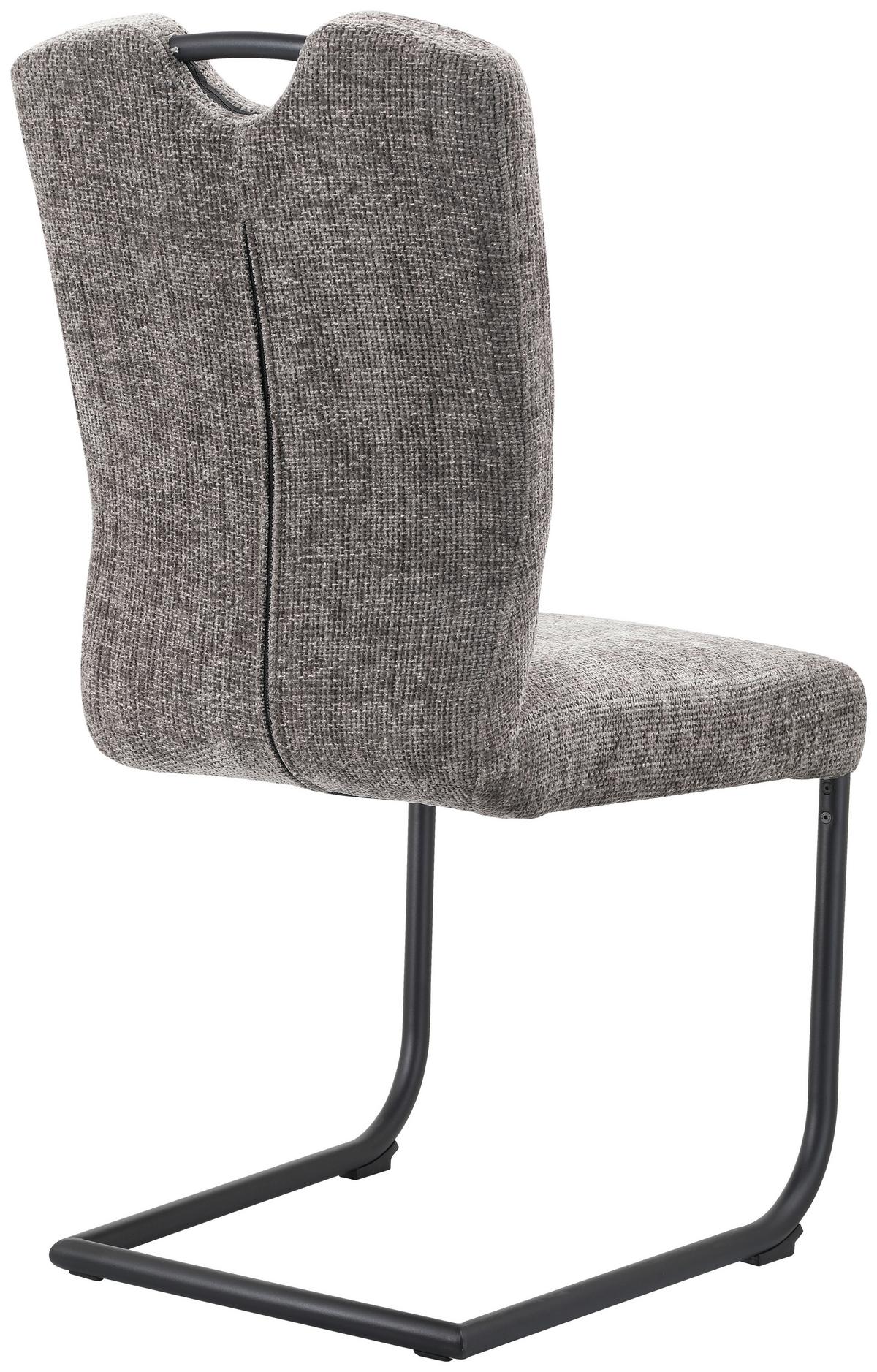 KRZESŁO NA PŁOZIE HUGO - czarny/szary, Design, metal/tkanina (46/97/59cm) - Novel