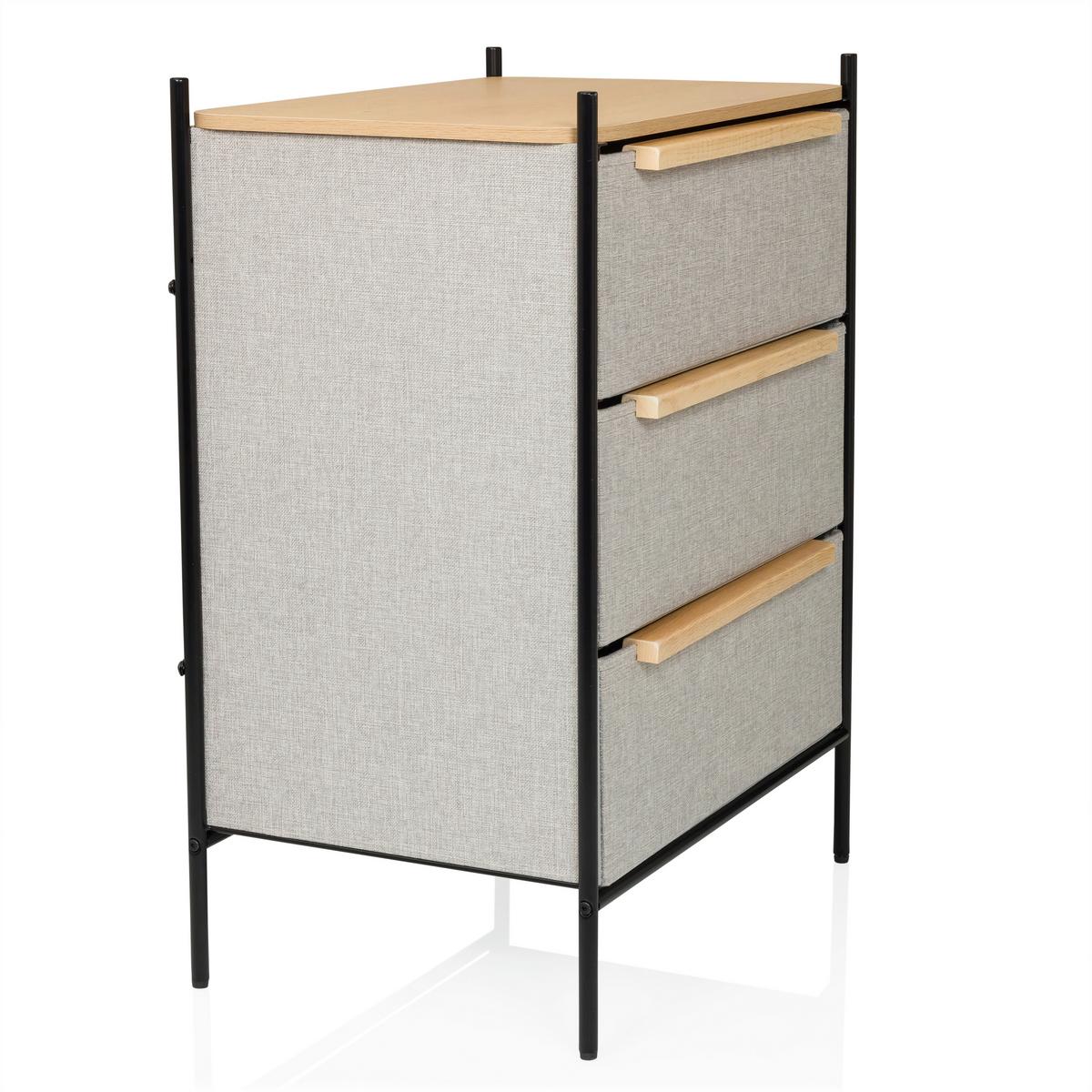 Komoda Stuvar, Rjavosiva - svetlo rjava/rjavosiva, Moderno, kovina/leseni material (58/79/39cm) - MID.YOU