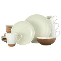 Kombiservice Sand Dunes aus Keramik, 16-teilig - Terracotta/Weiß, Trend, Keramik (34/32/33cm) - Creatable