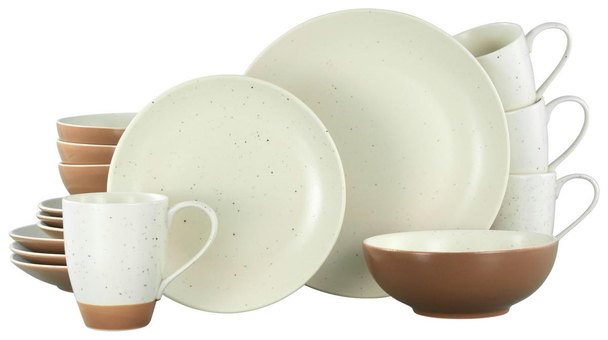 Kombiservice Sand Dunes aus Keramik, 16-teilig - Terracotta/Weiß, Trend, Keramik (34/32/33cm) - Creatable