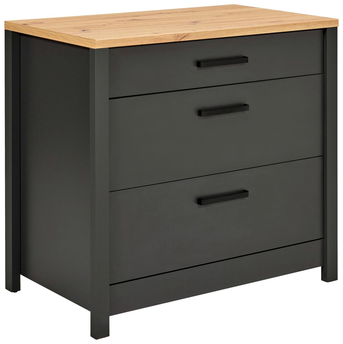 Küchenunterschrank Venet, Anthrazit/Artisan Eiche - Anthrazit/Schwarz, ROMANTIK / LANDHAUS, Holzwerkstoff/Metall (100/92/60cm) - Mömax