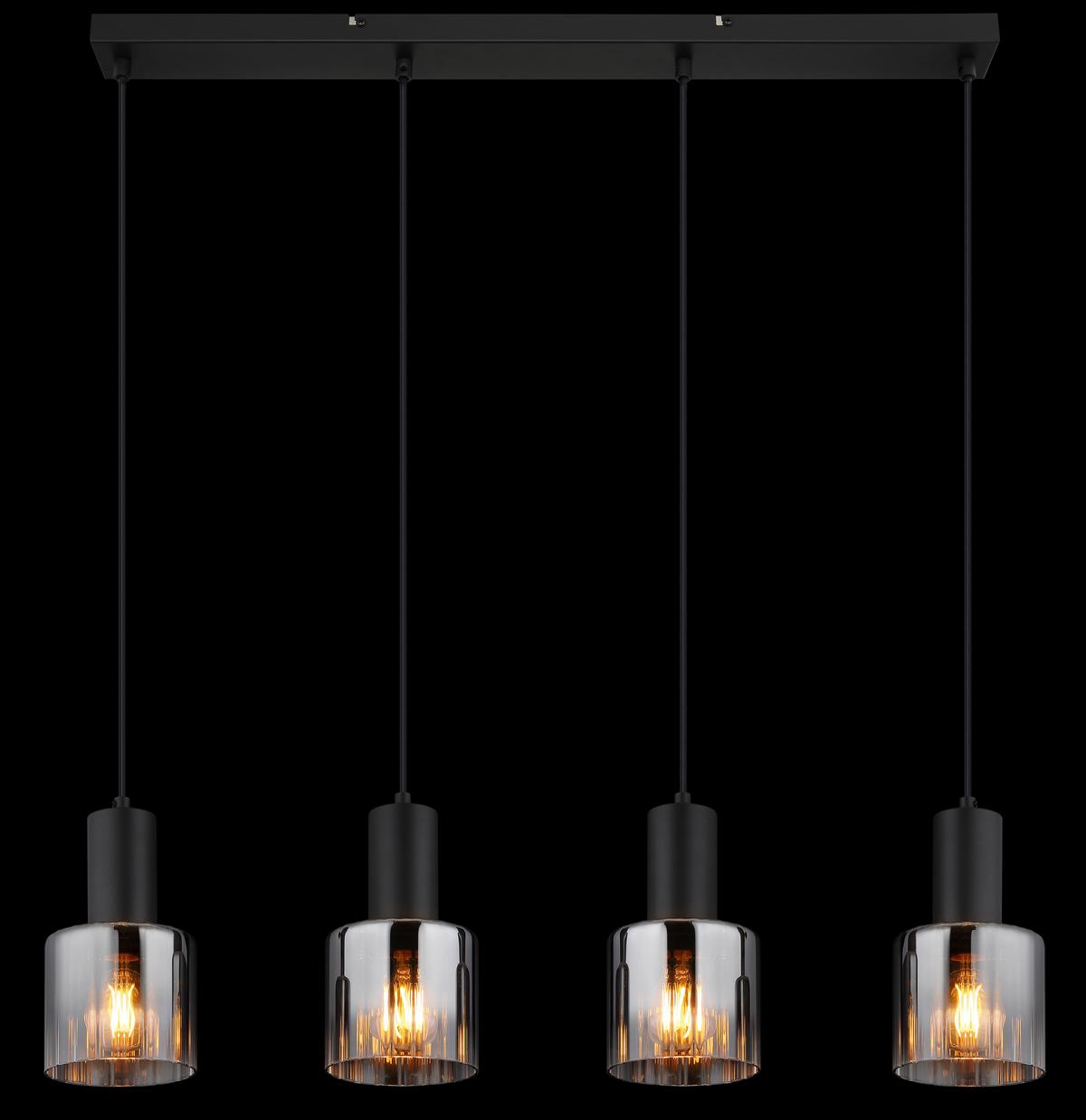 HÄNGELEUCHTE 30400408 JACK - Schwarz/Grau, Trend, Glas/Kunststoff (74/12/150cm) - Globo